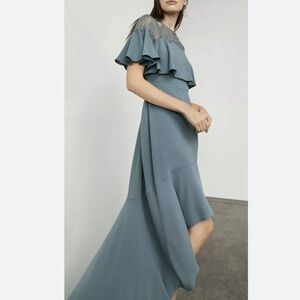 NEW BCBG MAXAZRIA Womens 0 BARBARA LACE RUFFLE DETAILED HIGH AND LOW DRESS